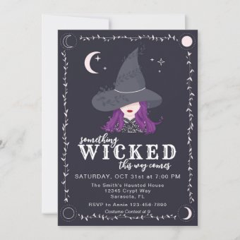 Something Wicked Witch Halloween Party Invitation | Zazzle