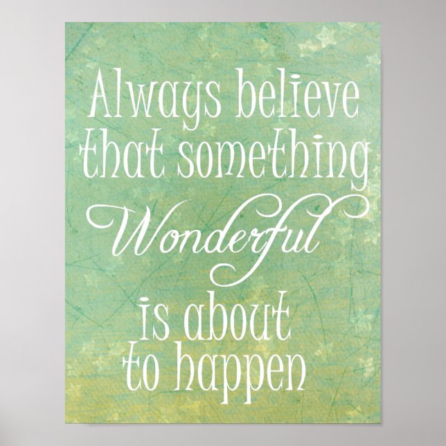 Something Wonderful Positive Quote Affirmation Poster (Front)