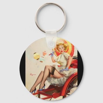 Something's Bothering You Pin Up Art Keychain by Pin_Up_Art at Zazzle