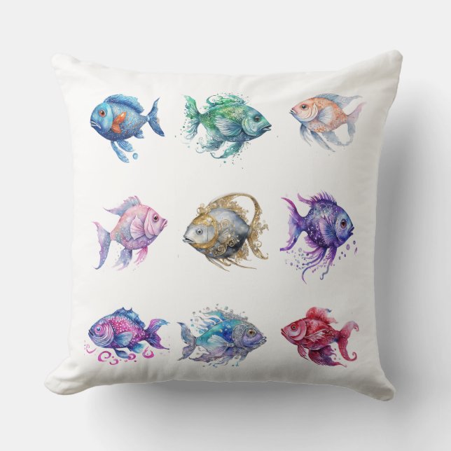 Something's Fishy Large Throw Pillow (Front)