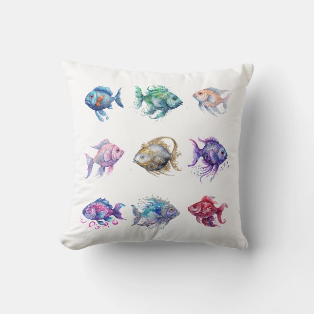 Something's Fishy Small Throw Pillow (Front)