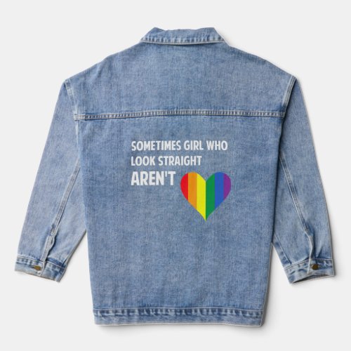 Sometimes Girls who look straight arent Rainbow Le Denim Jacket