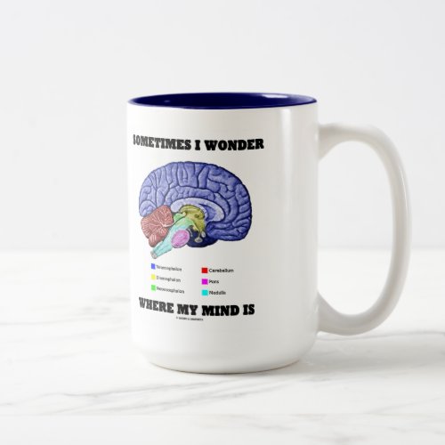 Sometimes I Wonder Where My Mind Is Brain Humor Two_Tone Coffee Mug