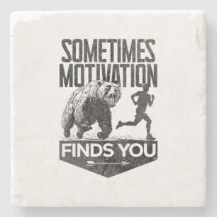 Sometimes Motivation Finds You Funny Running Motiv Stone Coaster
