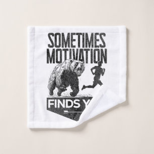 Sometimes Motivation Finds You Funny Running Motiv Wash Cloth