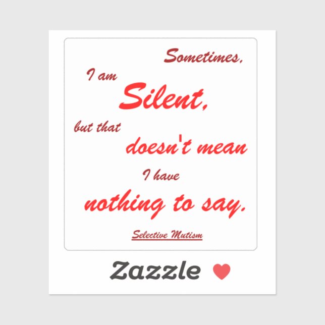 Sometimes Silent Red Custom-Cut Vinyl Sticker (Sheet)
