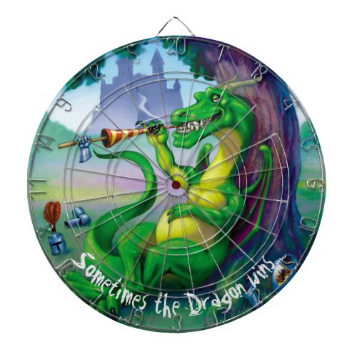 Sometimes the Dragon wins _ Green Dartboard With Darts