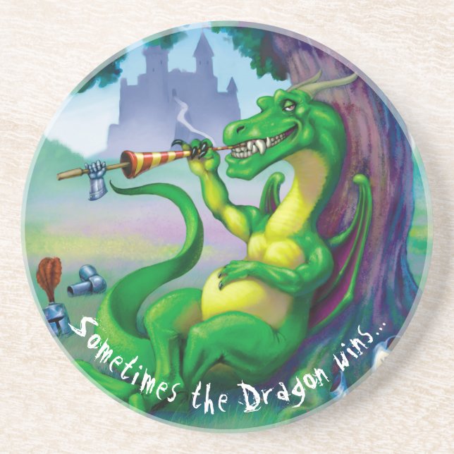 Sometimes the Dragon Wins Sandstone Coaster (Front)