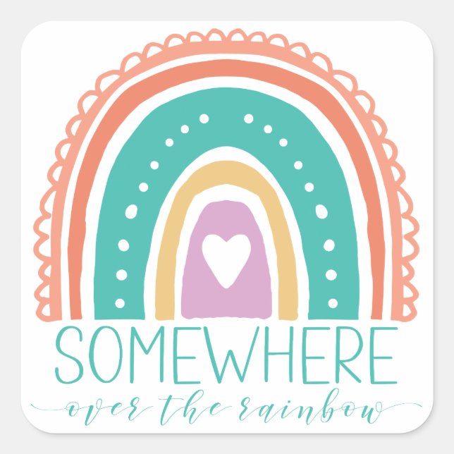 Somewhere Over The Rainbow Modern Chic Colorful  Square Sticker (Front)
