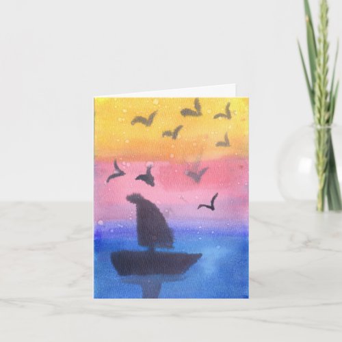 Somewhere Past the Pink Sky Letterpress Thank You Card