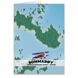 Sommarøy Norway travel poster map Cards