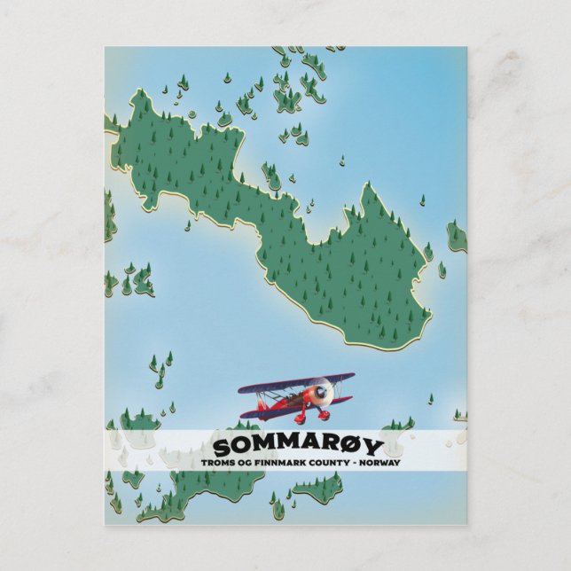 Sommarøy Norway travel poster map Postcard (Front)