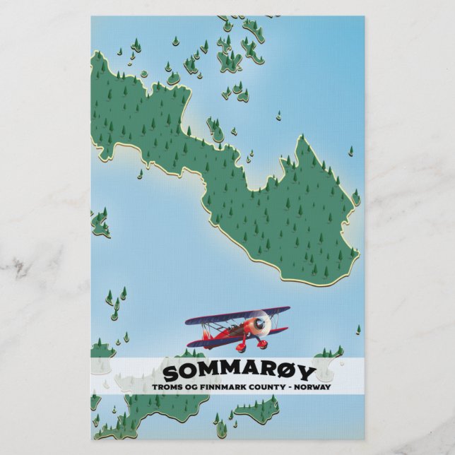 Sommarøy Norway travel poster map Stationery (Front)