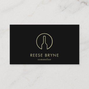 Sommelier Black Wine Bottle Logo Business Card