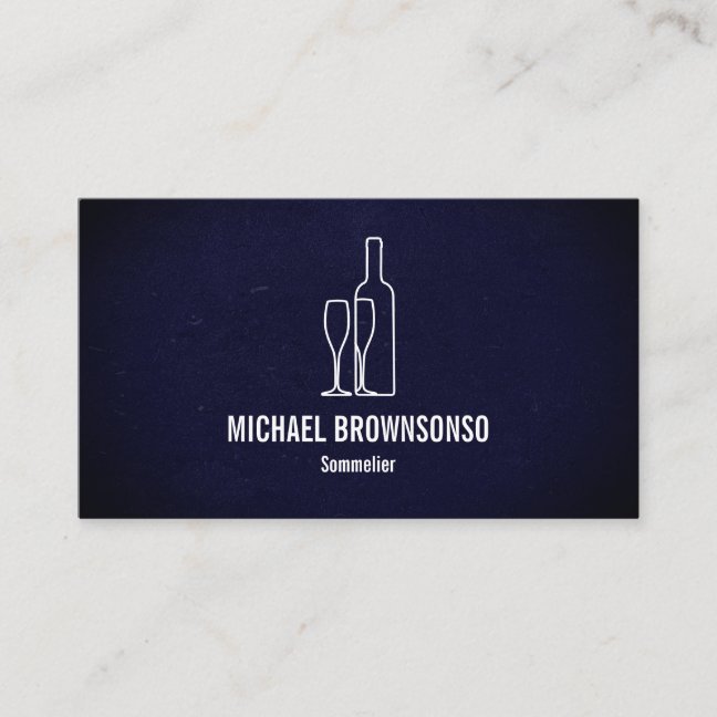 Sommelier Blue Wine Bottle Business Card