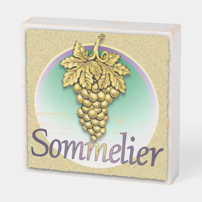 Sommelier Symbol Wooden Box Sign (Angled Horizontal)