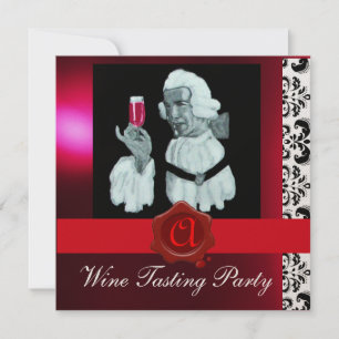 SOMMELIER WINE TASTING PARTY RED WAX SEAL MONOGRAM INVITATION