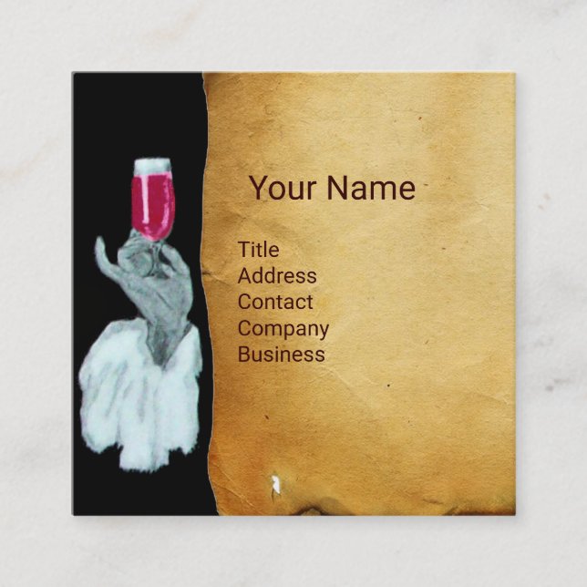 SOMMELIER WINE TASTING PARTY,RED WAX SEAL SQUARE BUSINESS CARD (Front)