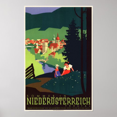 Sommer in Niedersterreich Austria Vintage Poster 