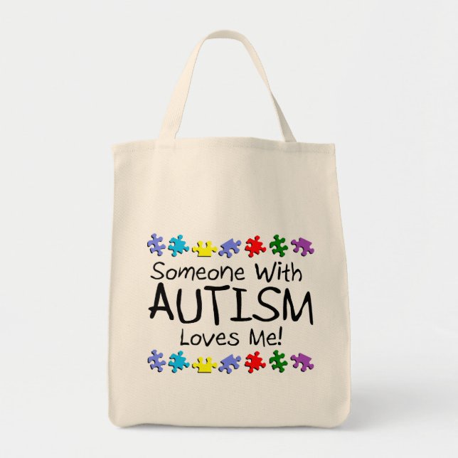 Somone With Autism Loves Me (PP) Tote Bag (Front)