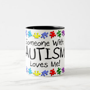 Somone With Autism Loves Me (PP) Two-Tone Coffee Mug