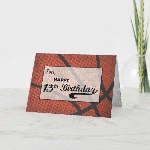 Son 13th Birthday Basketball Large Distressed Card
