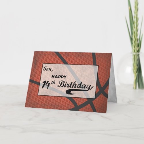 Son 14th Birthday Basketball Large Distressed Card