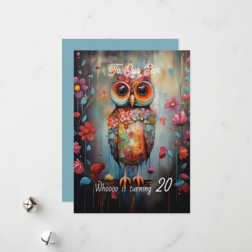 Son 20th Birthday Abstract Owl