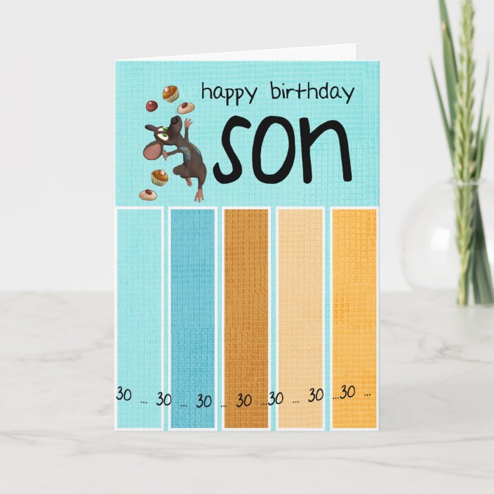 son 30th birthday card with cake and mouse | Zazzle.com