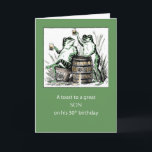 Son 50th Birthday Frogs Toasting with Beer Card<br><div class="desc">A 50th birthday is a big milestone year! Toast to your son with this funny card showing vintage frogs toasting. Green background coordinates with the frog colors.</div>