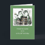 Son 50th Birthday Frogs Toasting with Beer Card<br><div class="desc">A 50th birthday is a big milestone year! Toast to your son with this funny card showing vintage frogs toasting. Green background coordinates with the frog colors.</div>