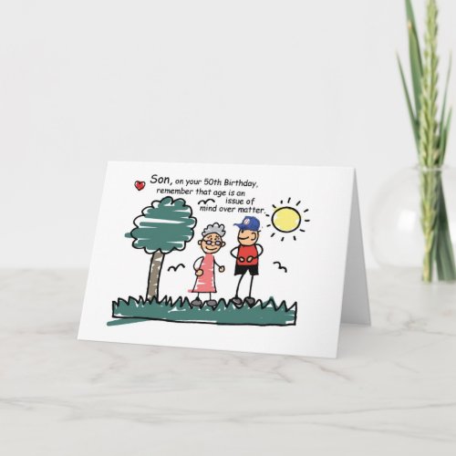 Son 50th Birthday Humorous Stick Figures