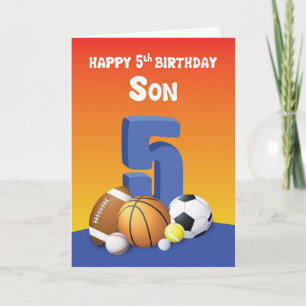 Son 5th Birthday Sports Balls Card