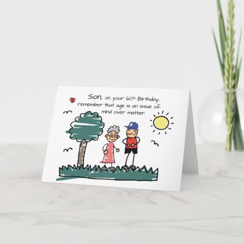 Son 60th Birthday Humorous Stick Figures