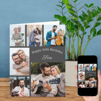 Son 6 Photo Collage Any Age Happy Birthday Card