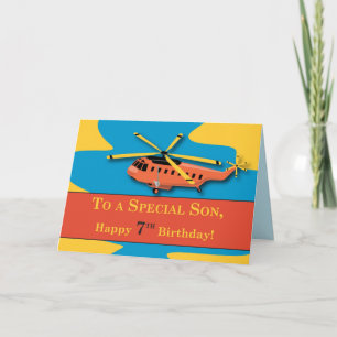 Son, 7th Birthday with Helicopter Card