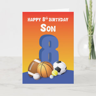 Son 8th Birthday Sports Balls Card