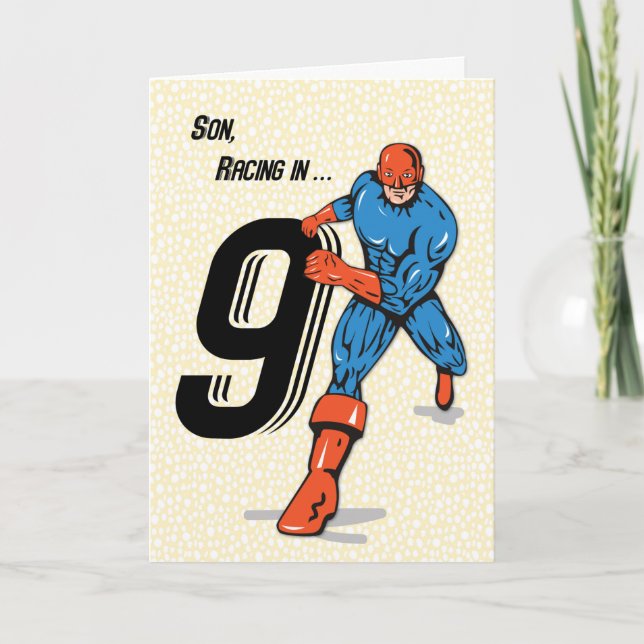 Son 9th Birthday Superhero Card (Front)