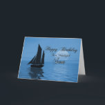 Son, a moonlight yacht birthday card<br><div class="desc">Send birthday greetings with this beautiful card. A yacht sails past a big blue moon,  over a tranquil ocean. A great card for a yachtsman or sailor.</div>