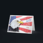 Son, a patriotic birthday card<br><div class="desc">Patriotic birthday wishes with a bald eagle and US flag. Just add a name to customize this great card.</div>