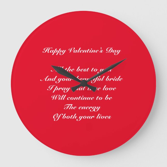 Son and bride Valentine's day Large Clock (Front)