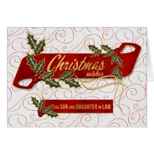 Son and Daughter in Law Christmas Holly Berries Cards
