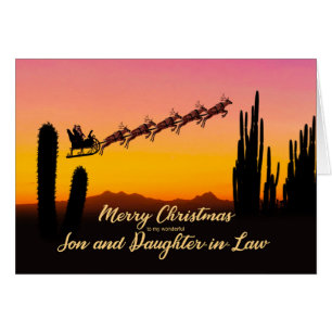 Son and Daughter in Law Christmas Santa Desert Cards