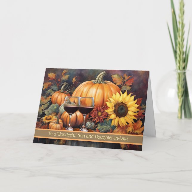 Son and Daughter in Law Cute and Fun Thanksgiving Holiday Card (Front)