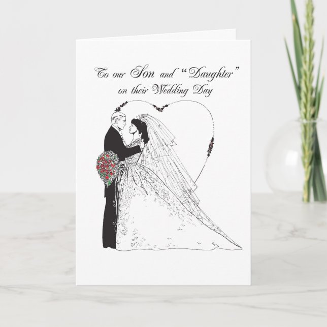 Son and "Daughter"  on Wedding Day Card (Front)
