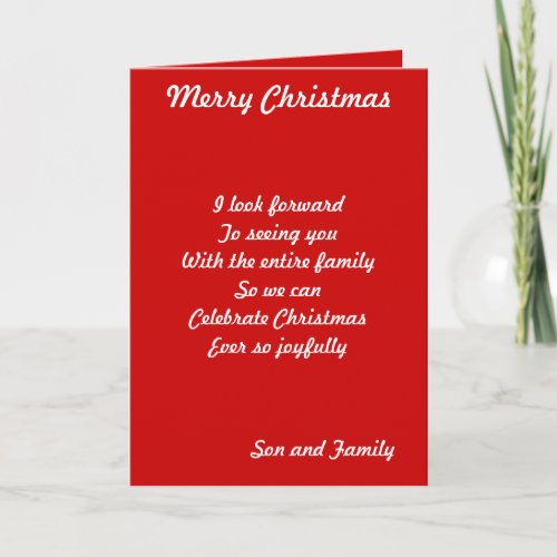 Son and family Christmas cards