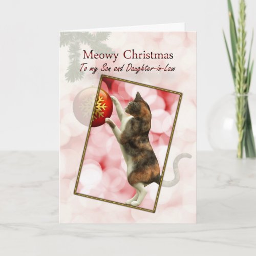 Son and wife Meowy Christmas Holiday Card