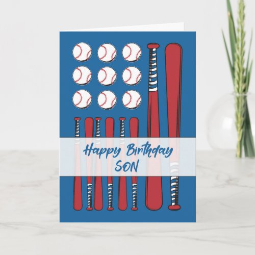 Son Baseball Flag Birthday Red White Blue