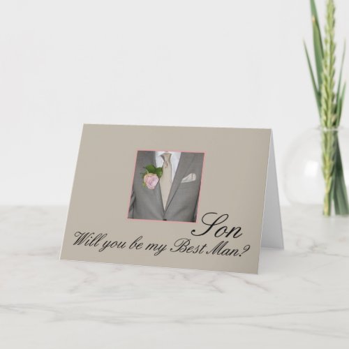 Son Best Man request Grey Suit Invitation