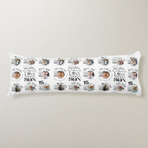 Son Birthday 8 Photo Collage Typography  Body Pillow